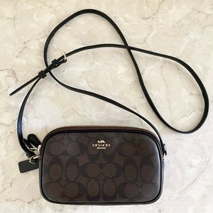 Coach Sadie Crossbody Purse Signature Brown Canvas NWOT